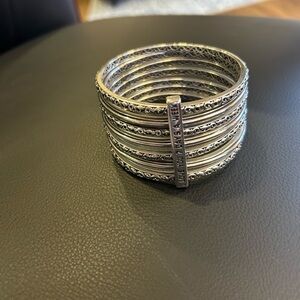 Silver-Tone Multi-Band Statement Cuff Bracelet